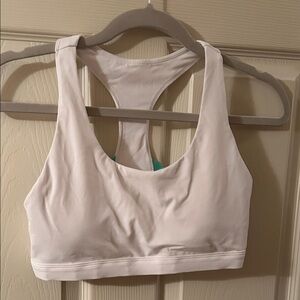 Fabletics White Sports Bra with Colorful Accent Straps